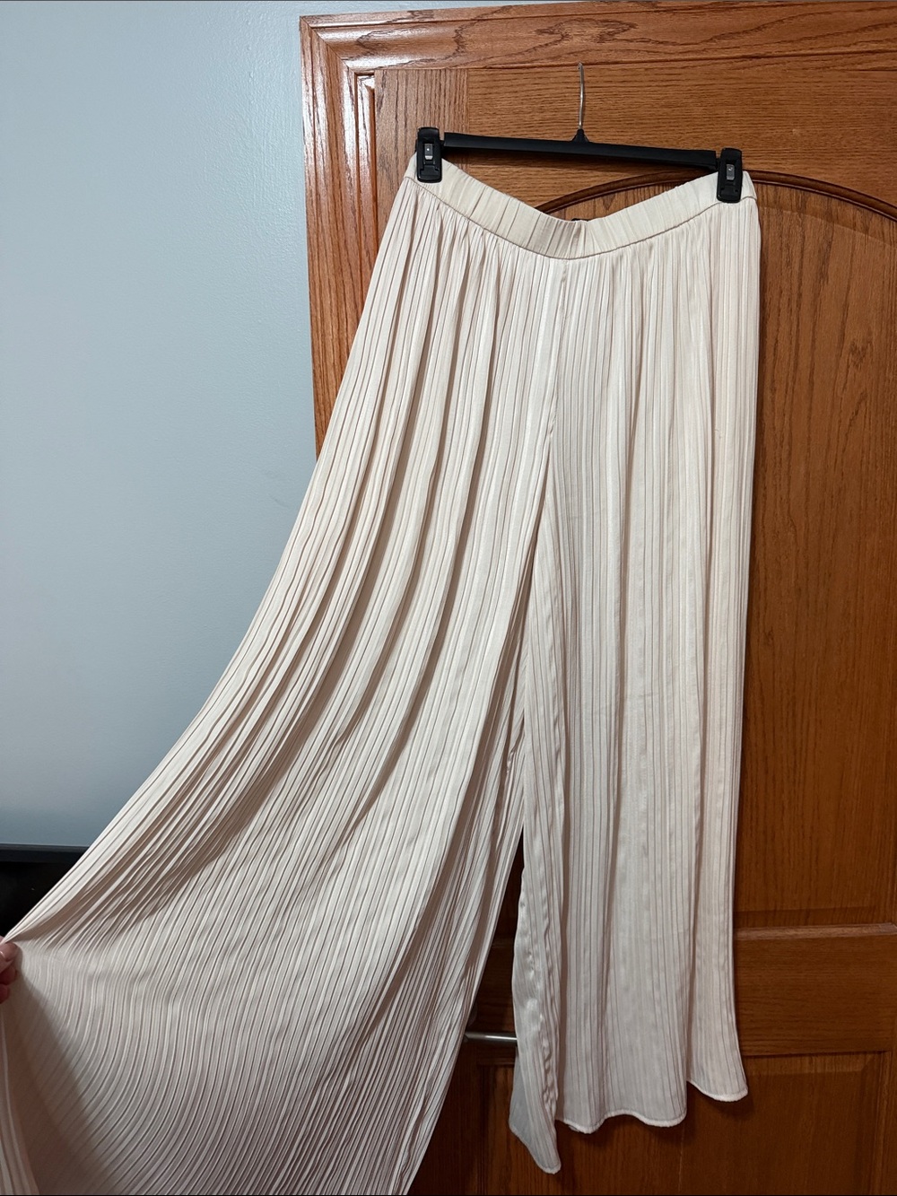 Zara Cream Pleated Wide-Leg Palazzo Pants